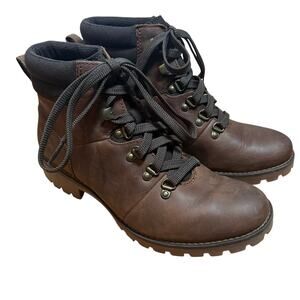 Timberland Womens Brown Leather Lace Up Ankle Boots Size 7 Gorpcore Grunge